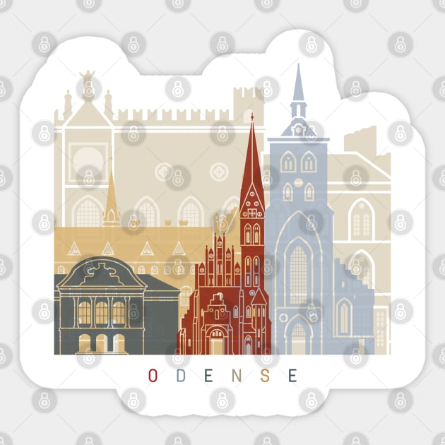 Odense skyline poster Sticker by PaulrommerArt